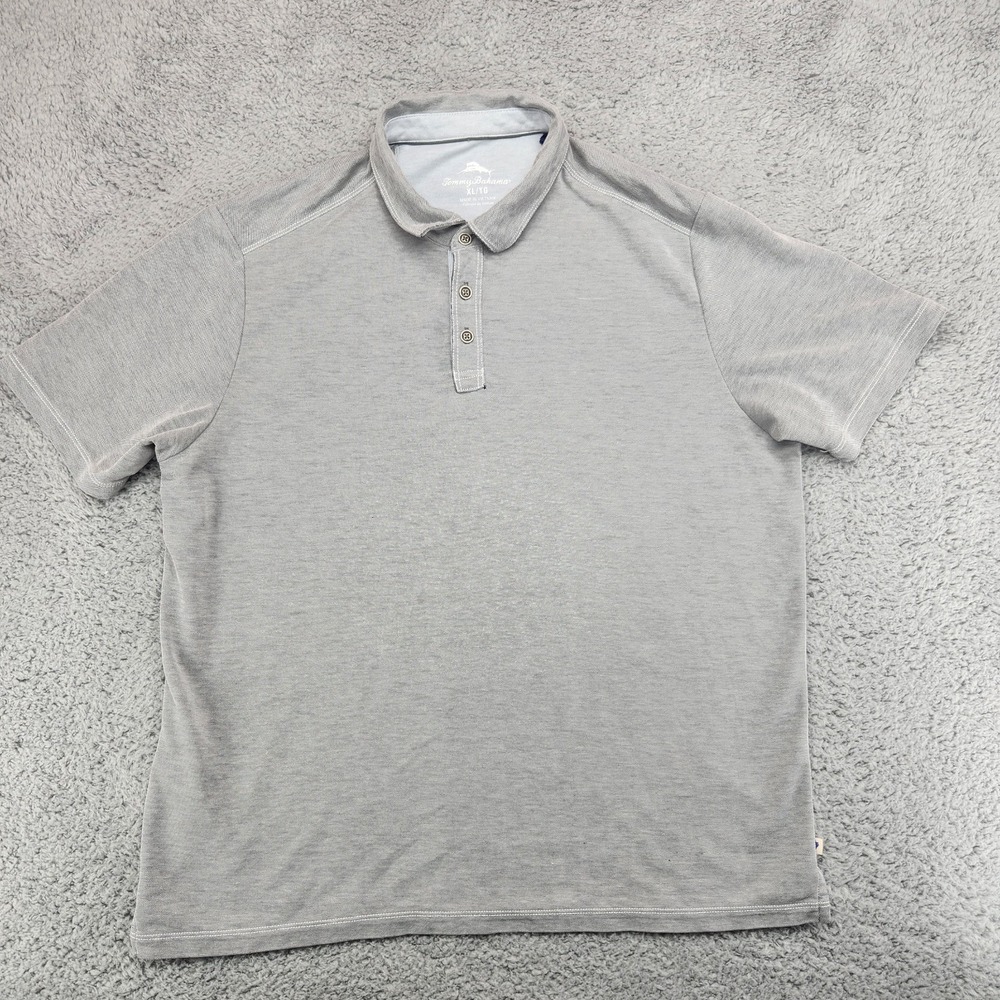 Tommy Bahama Polo Shirt Mens Size XL Gray Tencel Polyester